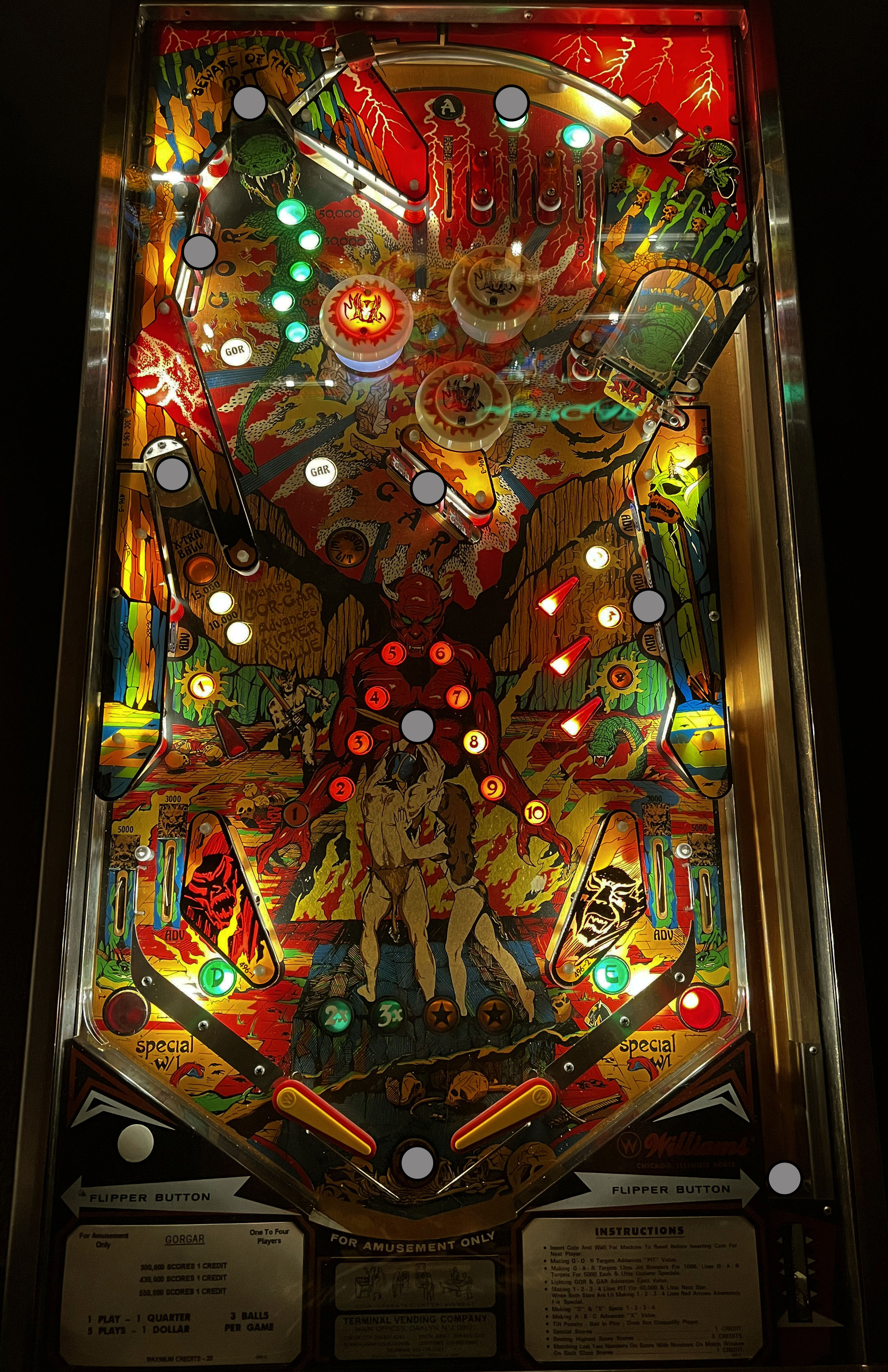 Playfield of Gorgar pinball table